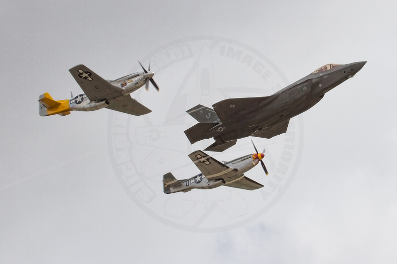 F-35A & P-51Ds Heritage Flight at Chino 2017